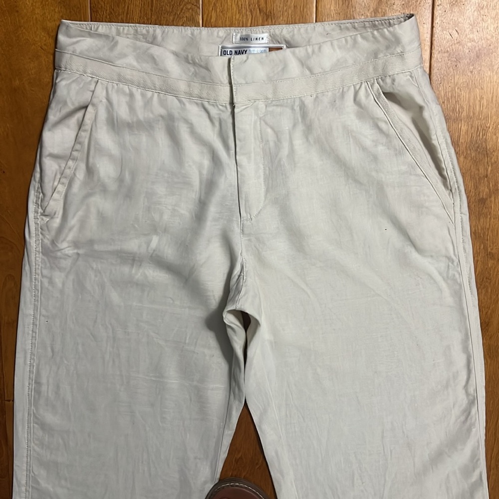 Old Navy Linen Blend Capri Pants Size 6 Cream Cropped Resort Coastal Preppy - Picture 3 of 11